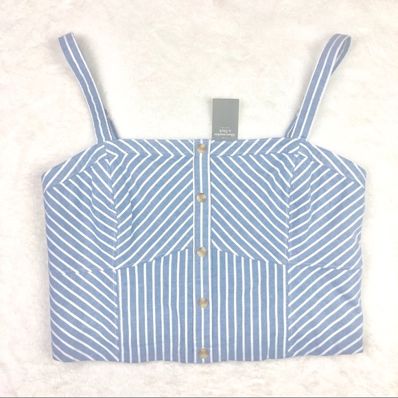 ⛱ NWT Abercrombie & Fitch Striped Crop Top Tank XL - Picture 4 of 11